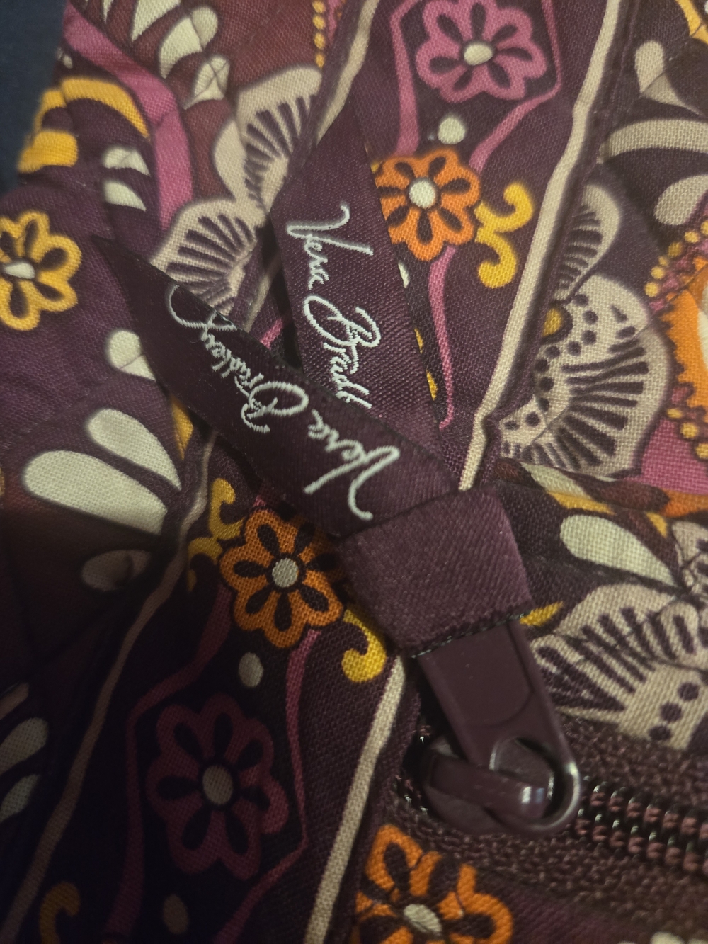 Vera Bradley Plum Quilted Floral Crossbody with Mustard Accents - Picture 2 of 7